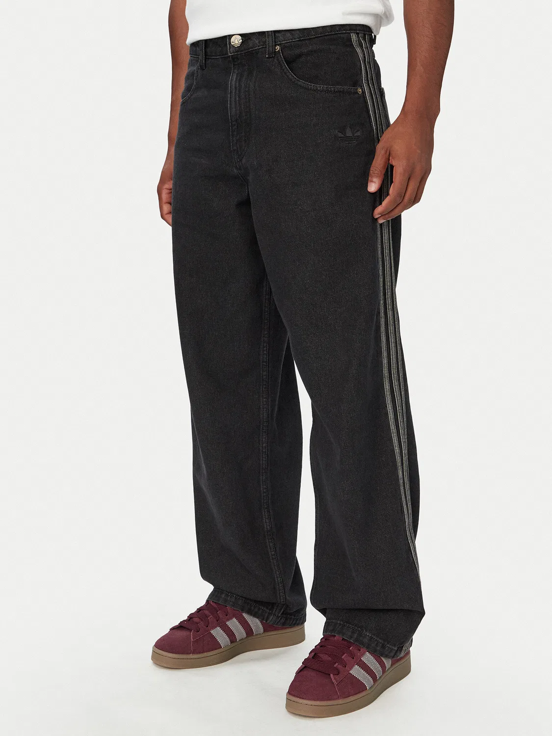 Мужские джинсы свободного кроя Sst Denim Jeans Mid-Rise Straight Leg Adidas, черный