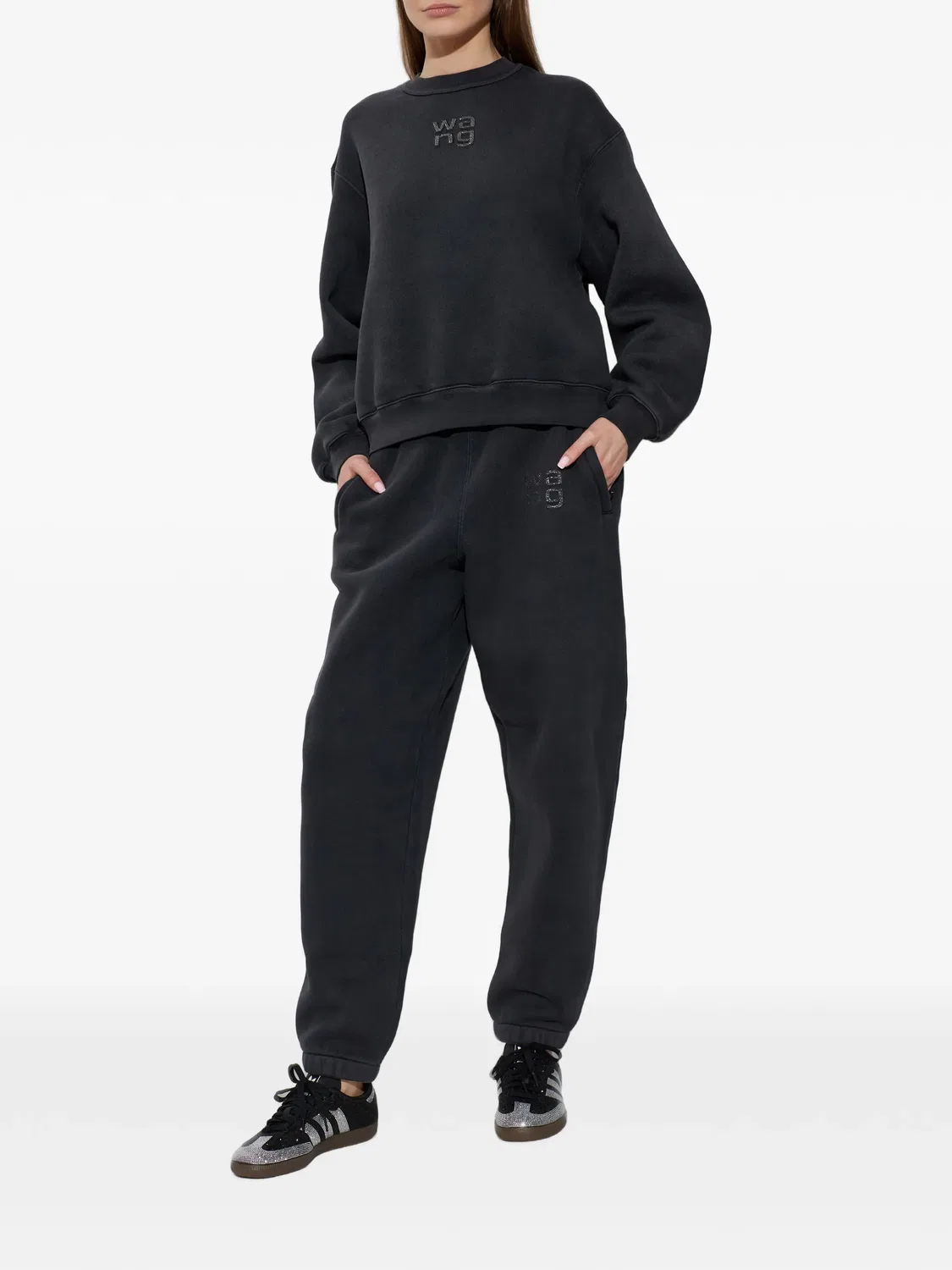 Свитшот з логотипом на темно-сірому Alexander Wang, темно-сірий — фото 4