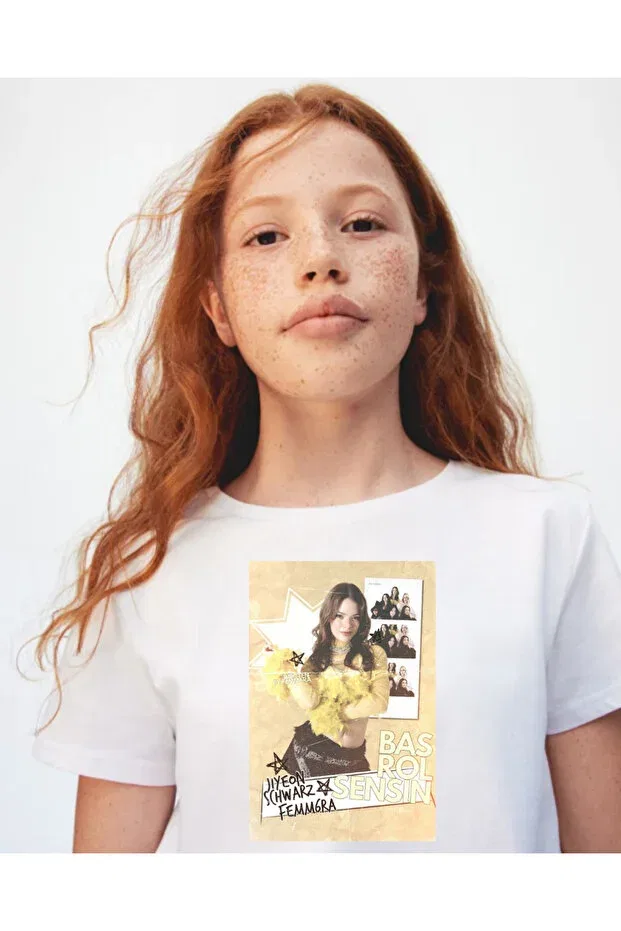 Детская футболка для девочек с принтом 100% Cotton Manifest Esin Bahat Printed Design T-Shirt Cirokids, White — фото 2