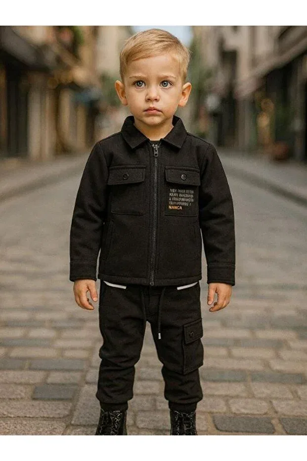 Детское пальто для девочек на флисе Zekids, Black — фото 2