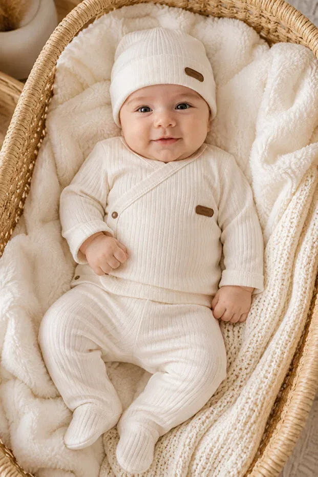 Детский комплект боди для новорожденных хлопковый Seasonal cotton 7-piece baby girl-boy hospital discharge bodysuit set Miapolixa, White