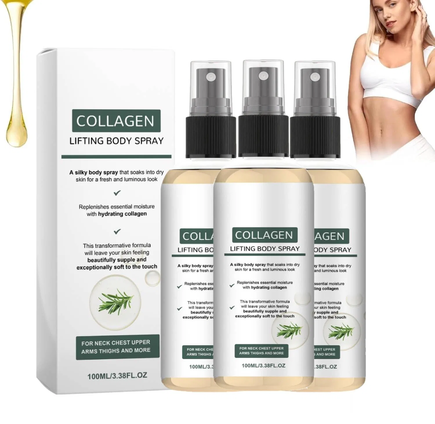 Масло для тела с коллагеном, Vokkrv, набор Spray*3, 30 мл, Spray*3