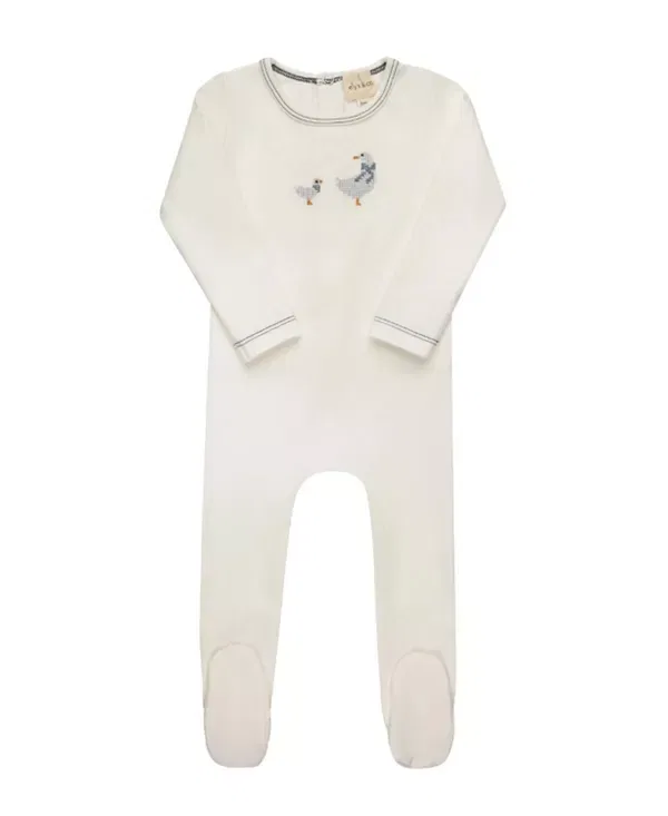 Детский комплект для новорожденных с вышивкой Cross Stitch Duckling Collection Ely'S & Co., Ivory/Blue — фото 3