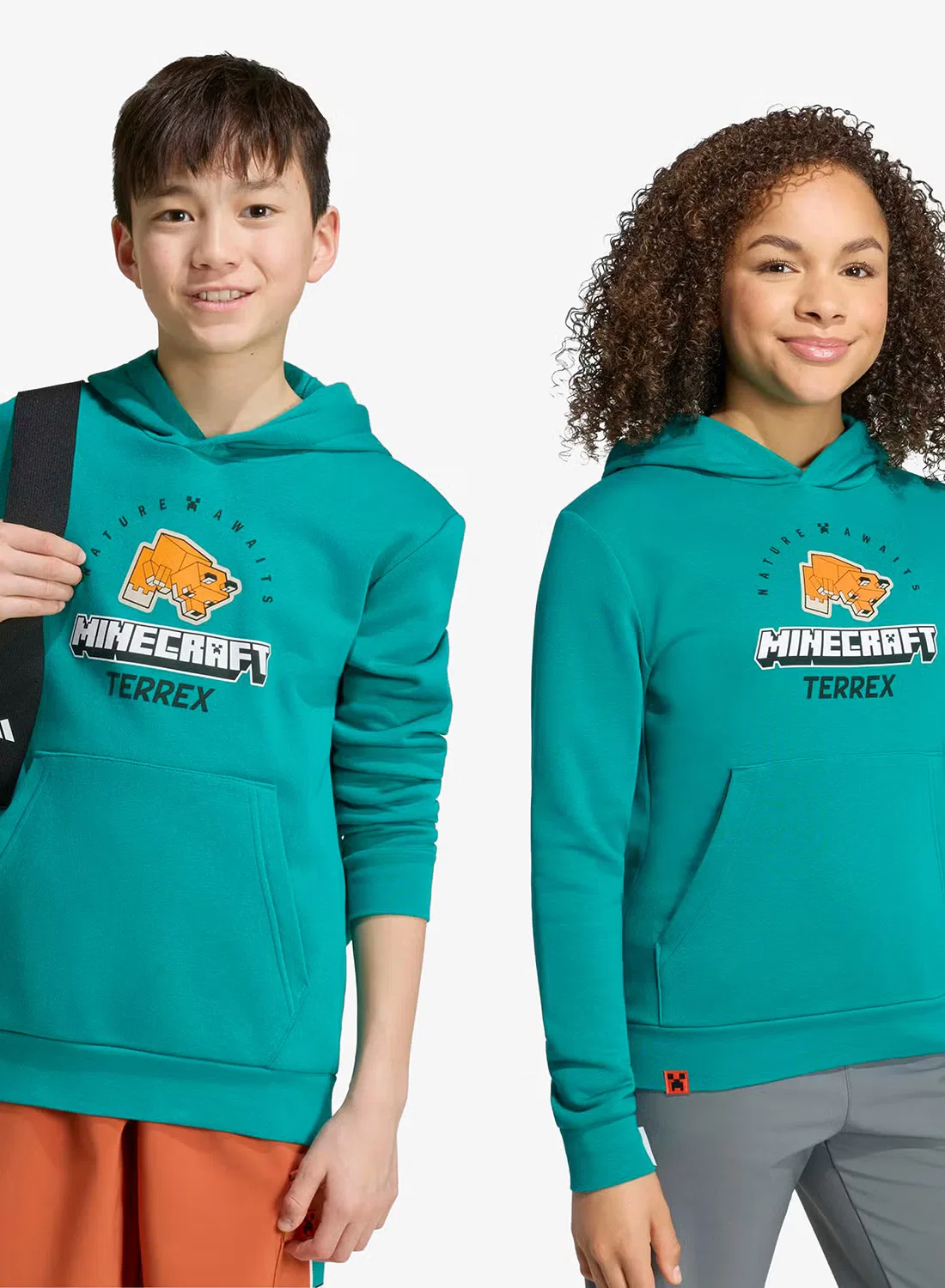 Худи с принтом Minecraft Terrex Adidas, зеленый