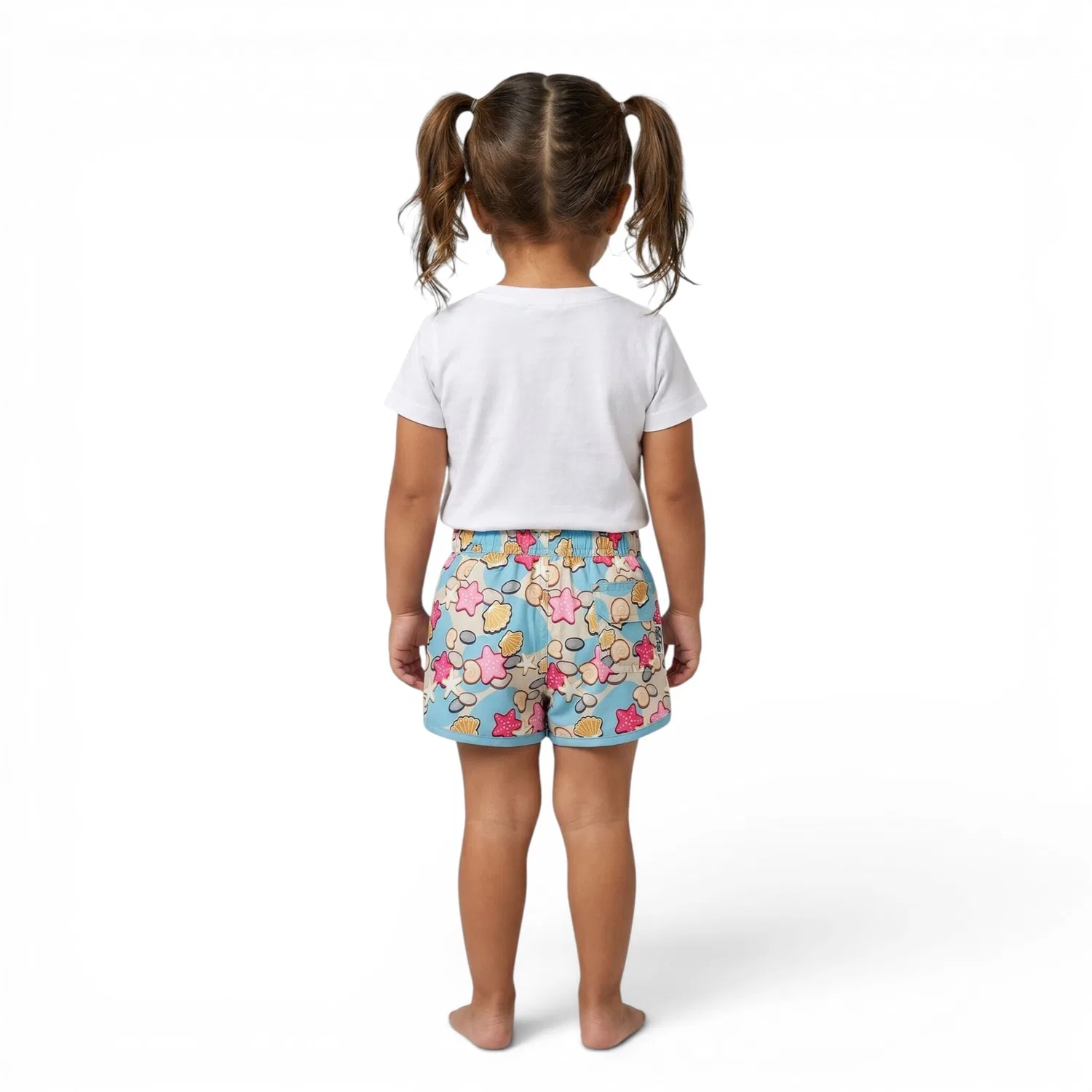 Детские плавки для девочек с принтом Sandy Beach Kahuna Kids, Hellblau Beige Hellrosa — фото 4