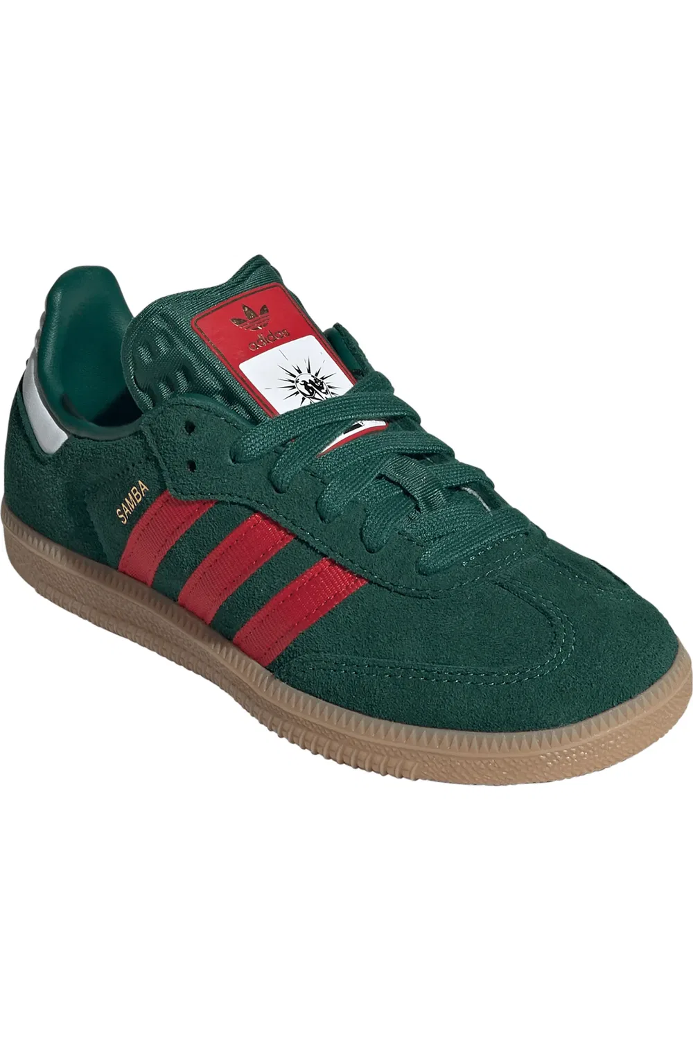 Детские кеды футбольные Samba OG adidas, Dark Green/Scarlet/Gum
