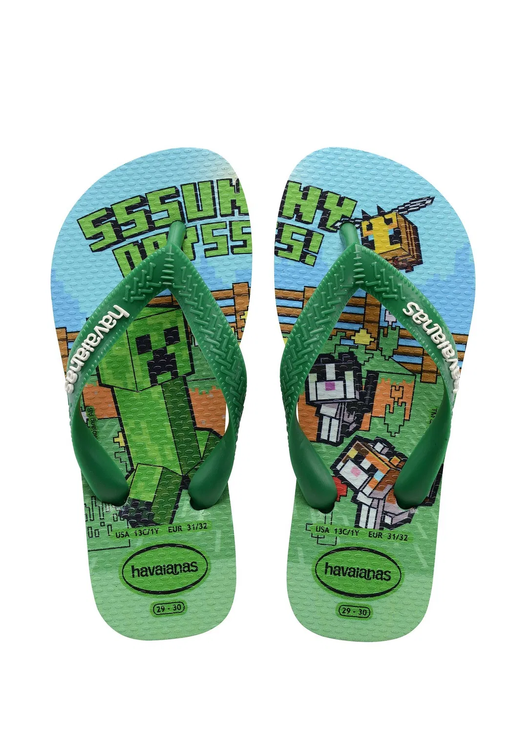 Пляжные тапочки Havaianas Minecraft, зеленый