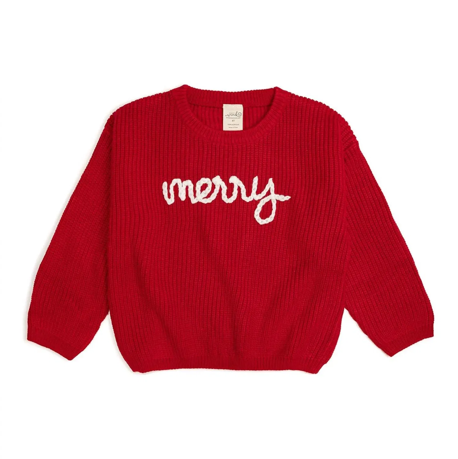 Детский свитер с вышивкой Merry Yarn Knit SWEET wink, красный