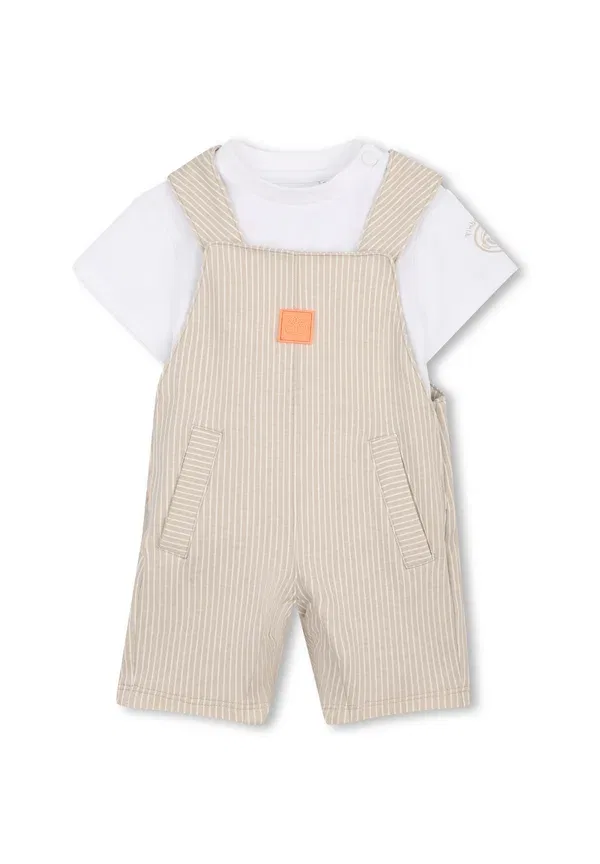Комплект из джинсового комбинезона и футболки с коротким рукавом Timberland, Ecru Beige, бежевый