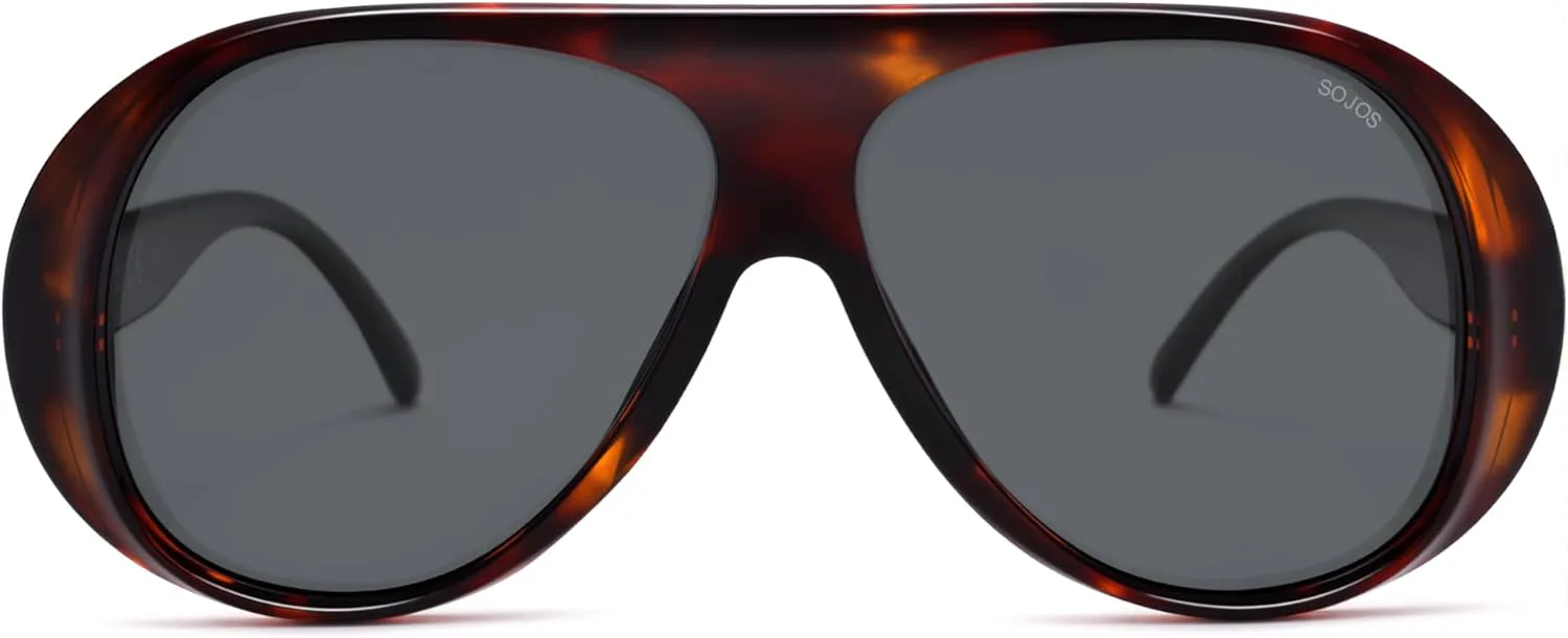 

Солнцезащитные очки SOJOS Retro Polarized Oversized Aviator в стиле 90-х, модные винтажные квадратные, для женщин и мужчин, модель SJ2661, Tortoise Frame Grey Lens