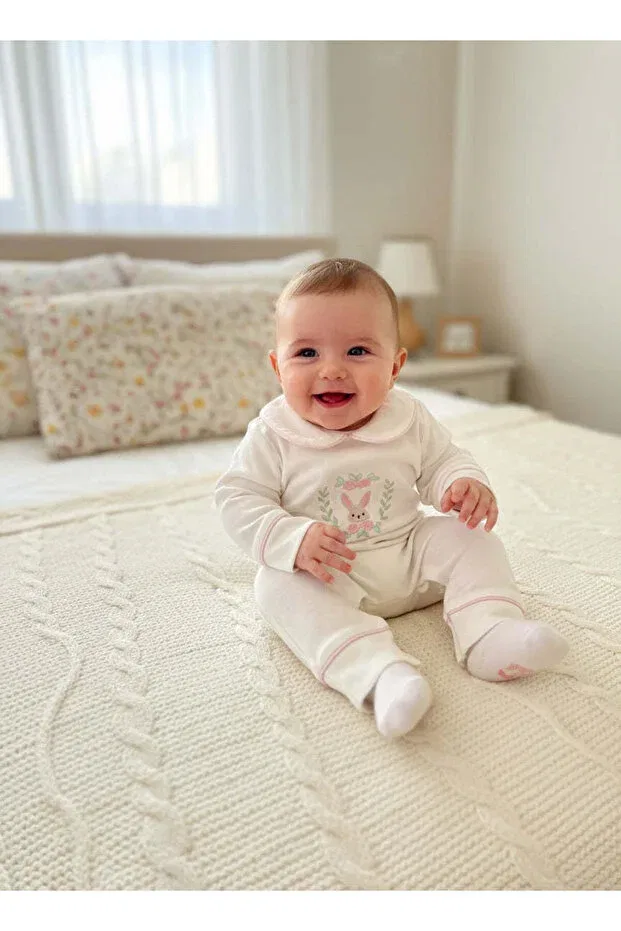 Детский комплект для новорожденных хлопковый Pink Rabbit Embroidery Babiesfirst, White — фото 2