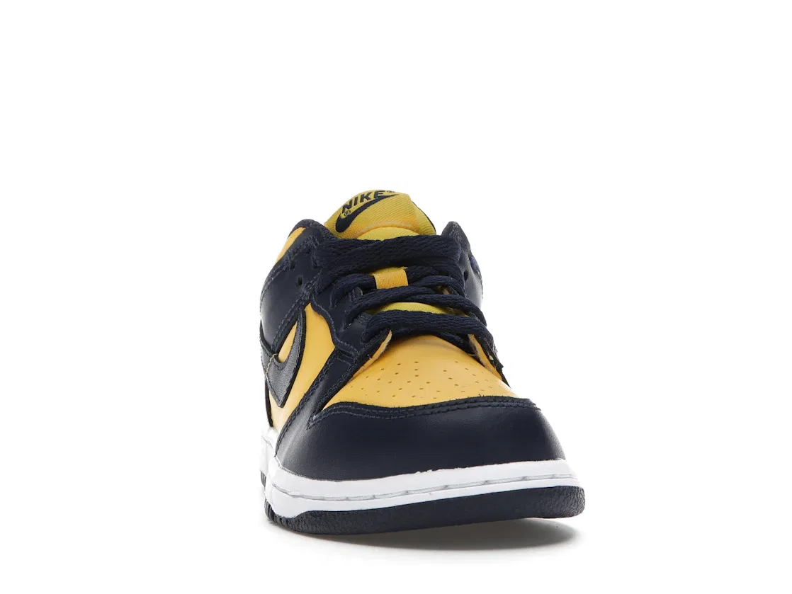 Детские кроссовки для мальчиков с кожаным верхом Nike Dunk Low, Varsity Maize/Midnight Navy-White — фото 2