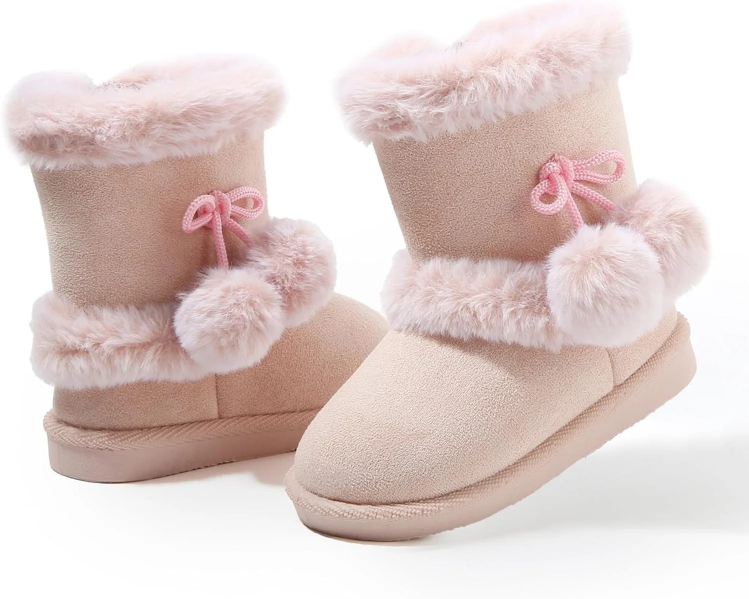 Детские зимние ботинки для девочек и мальчиков Femizee, Pink Pom Zip — фото 2