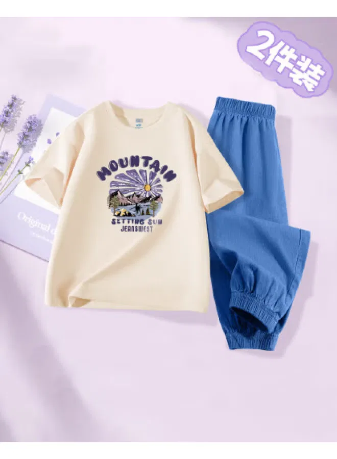 Jeanswest Комплект с коротким рукавом из хлопка для девочек, абрикосовый