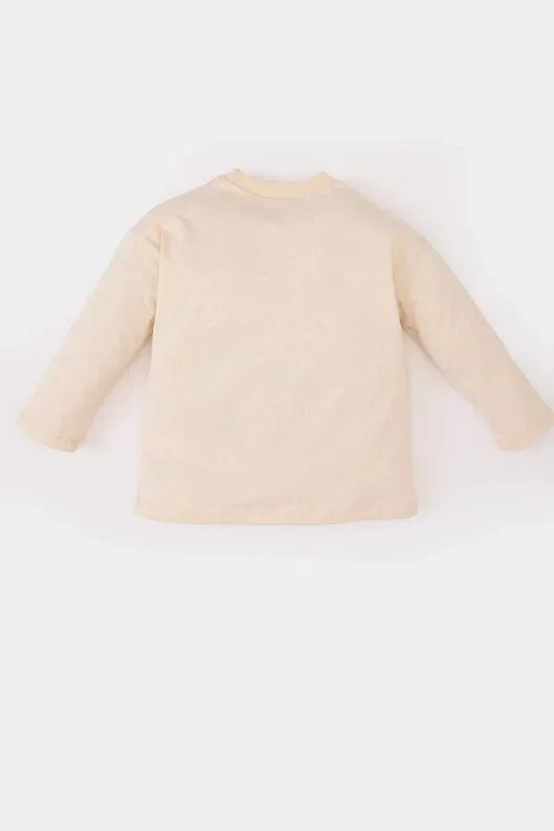 Детская футболка с длинным рукавом с принтом Defacto, Beige-Bg319 — фото 4