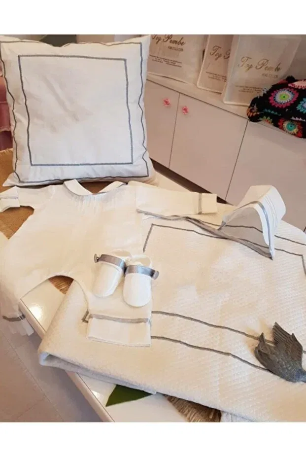 Детский комплект боди и поло с коротким рукавом Tozpembebaby, White Gray