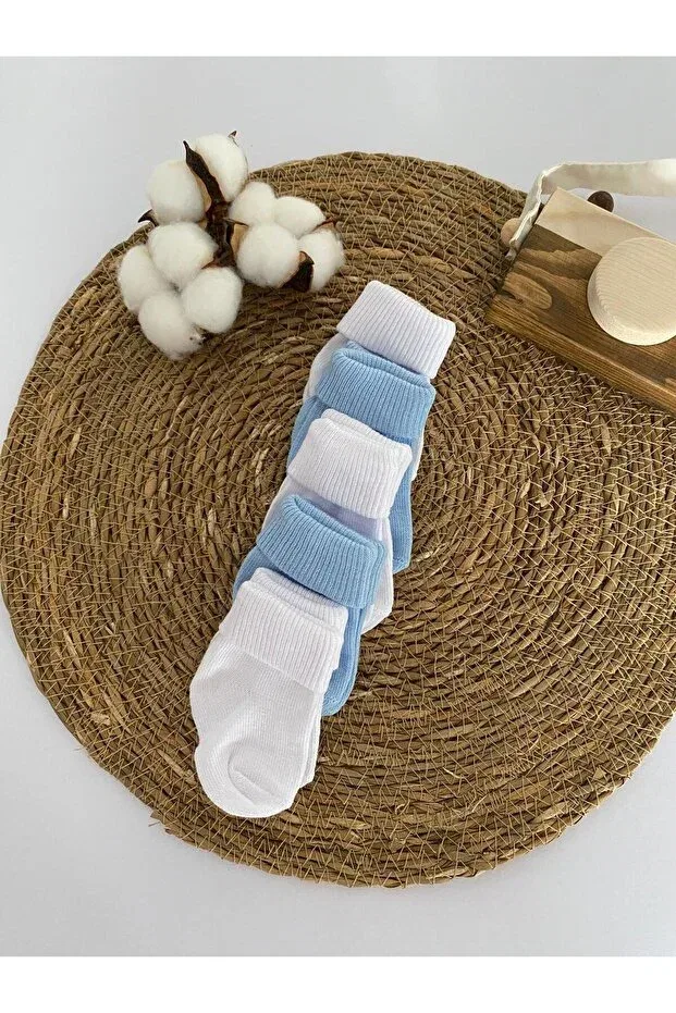 Детские носки для новорожденных хлопковые 5 шт Glory Baby, White-Blue — фото 3