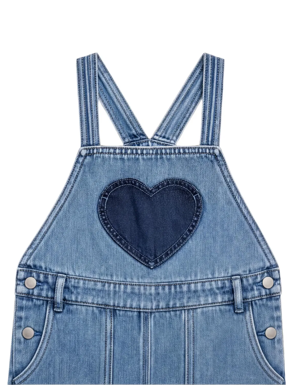Джинсовый комбинезон с нашивкой Heart Stella Mccartney Kids, синий — фото 3