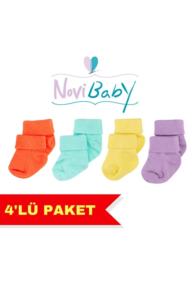 Детские носки для новорожденных бамбуковые набор 4 шт Novibaby, Multicolor