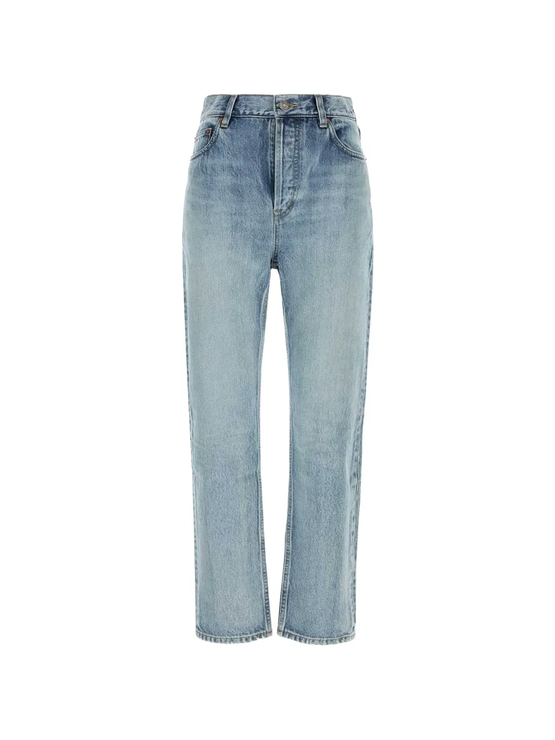 Укороченные джинсы 90s с завышенной талией Saint Laurent, синий