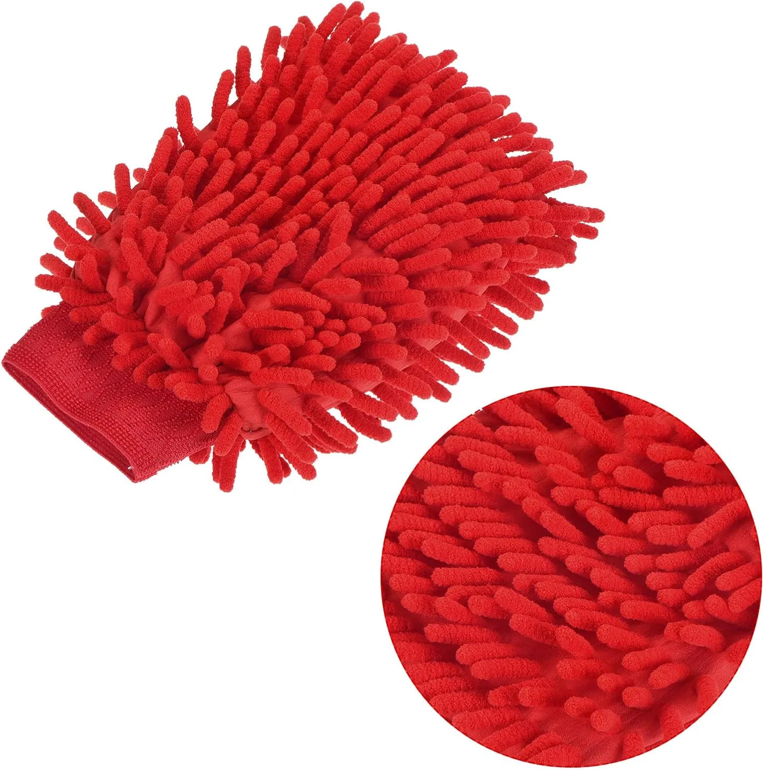 Митенка для мытья, Chenille, 2 шт, 220x150 мм, Rose Red Sourcing Map — фото 4