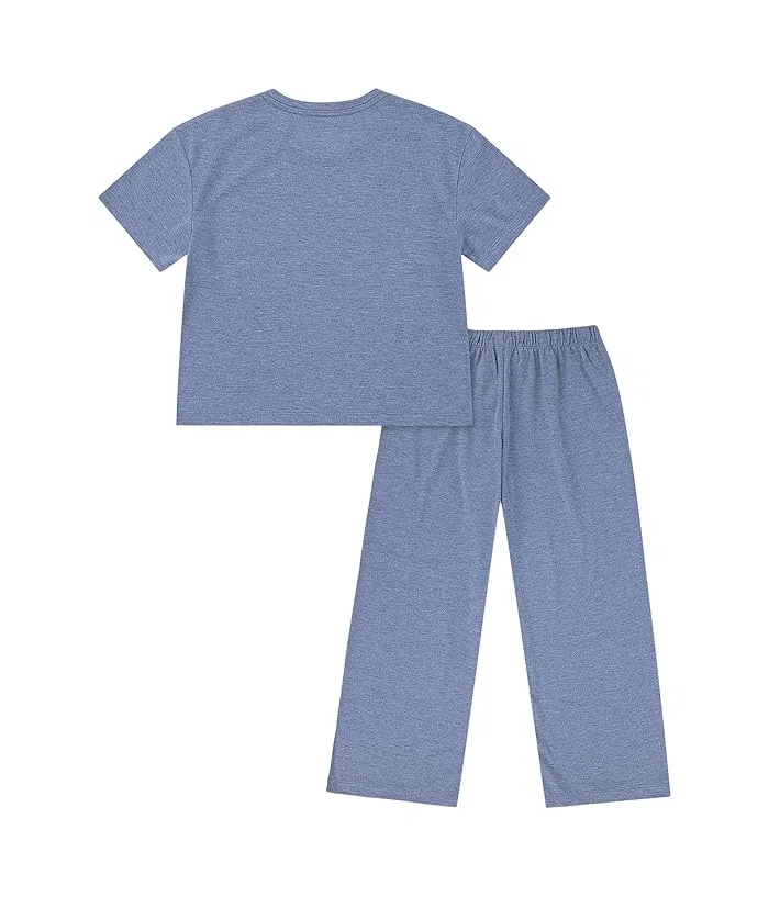 Пижама из полиэстера Boxy Tee & Pants Sleep Set abercrombie kids, Anf Colony Blue Heather — фото 2