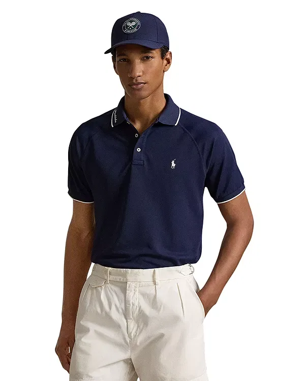 Мужская рубашка поло Custom Slim Fit Wimbledon Polo Ralph Lauren, темно-синий