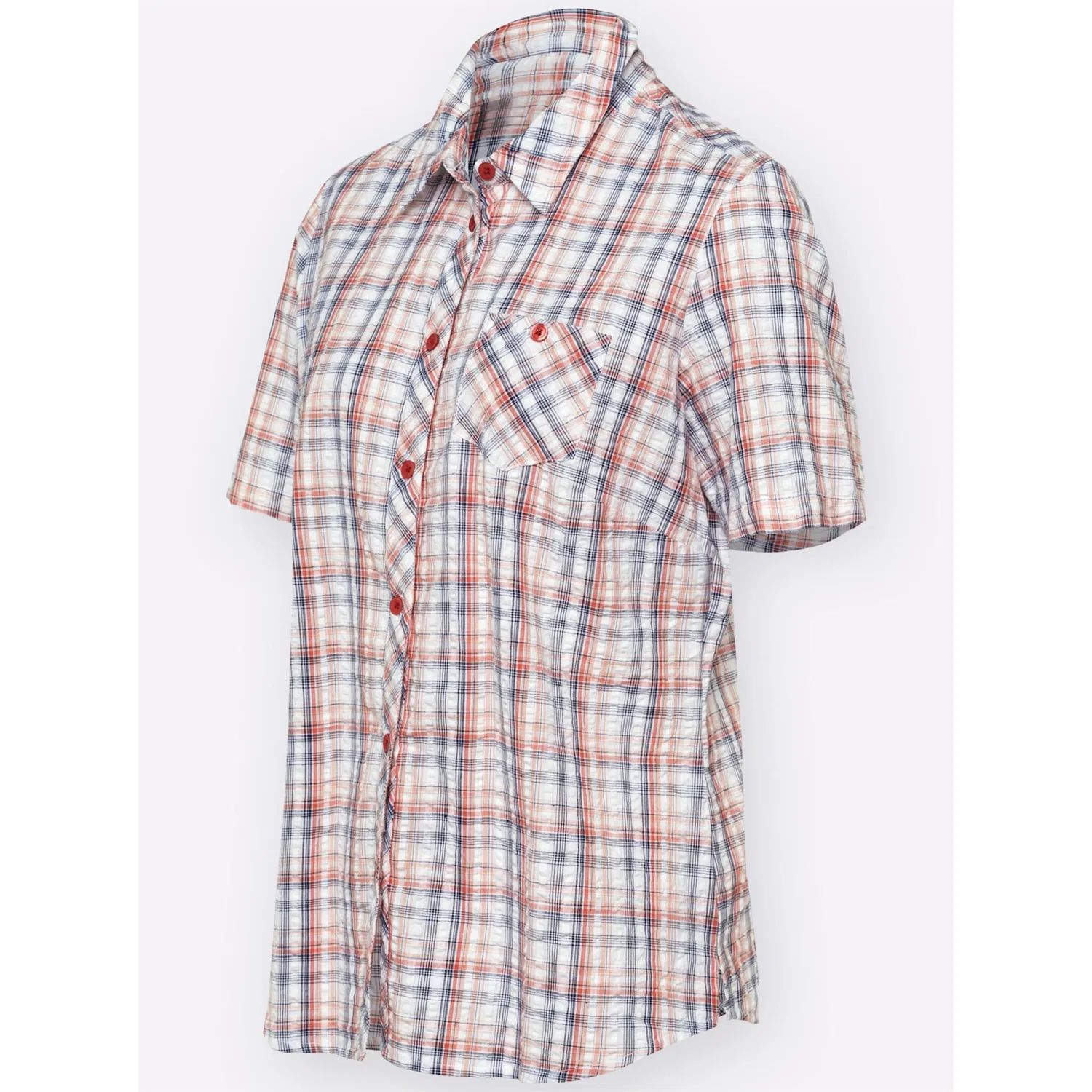 Женская блуза в клетку Seersucker Classic Basics, Grapefruit Plaid — фото 3