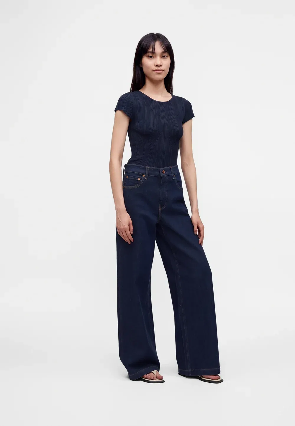 Stride trenta - широкие штанины Gap, Dark Indigo — фото 4