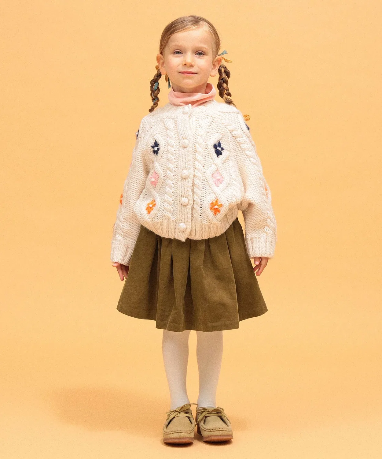 Детский кардиган для девочек с вышивкой LOGAN Knitting Mills, Ivory — фото 4