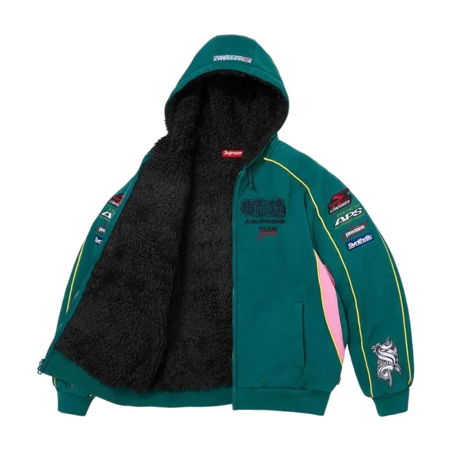 Мужское худи FW26 Racing Lined Zip Up Hooded Sweatshirt 'Dark Teal' Supreme, Dark Teal — фото 2