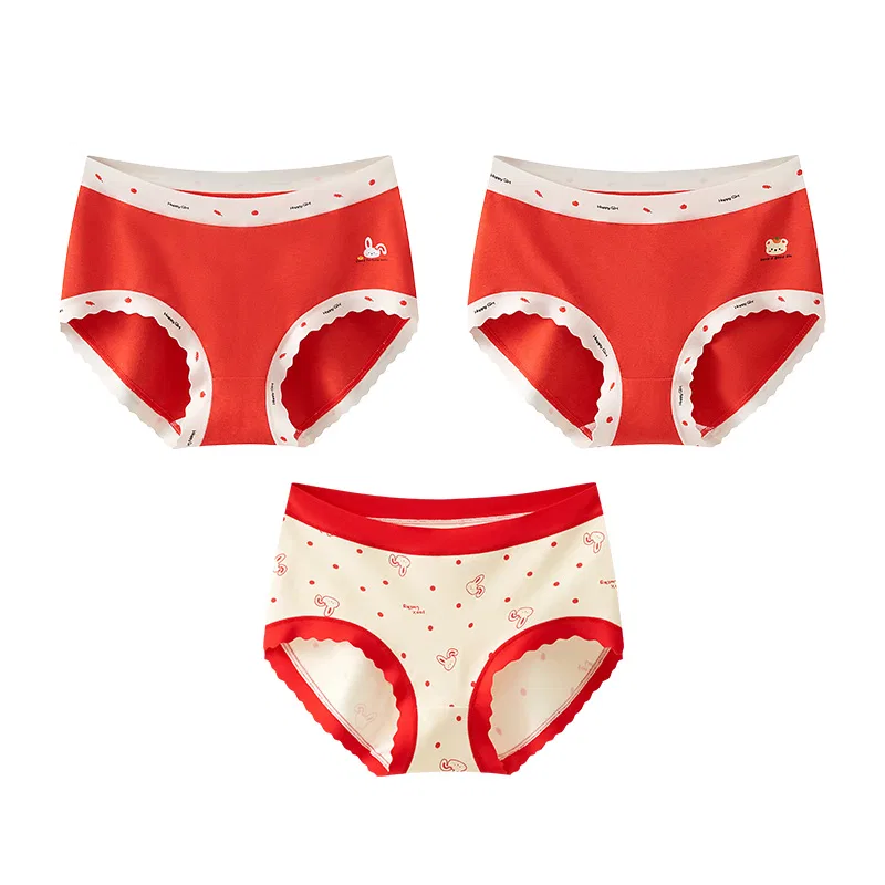 Детские трусы для мальчиков, комплект из 3 штук, Red+Red+White, MIIOW