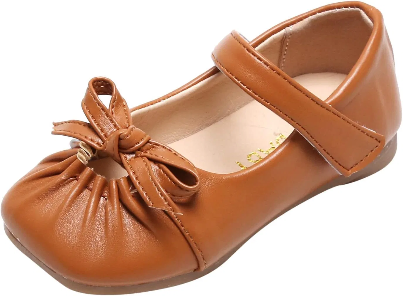 Детские туфли для девочек с цветочным принтом Girls Slippers Monkey Dress Bridesmaids Flats Wedding Kids 1-6Y Girls Flower Party Shoes Shoes Girls Sandals, Brown