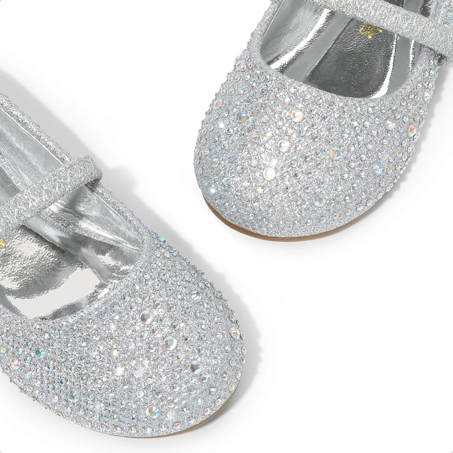Детские балетки для девочек со стразами Mary Jane Flats DREAM PAIRS, Silver/Glitter — фото 4
