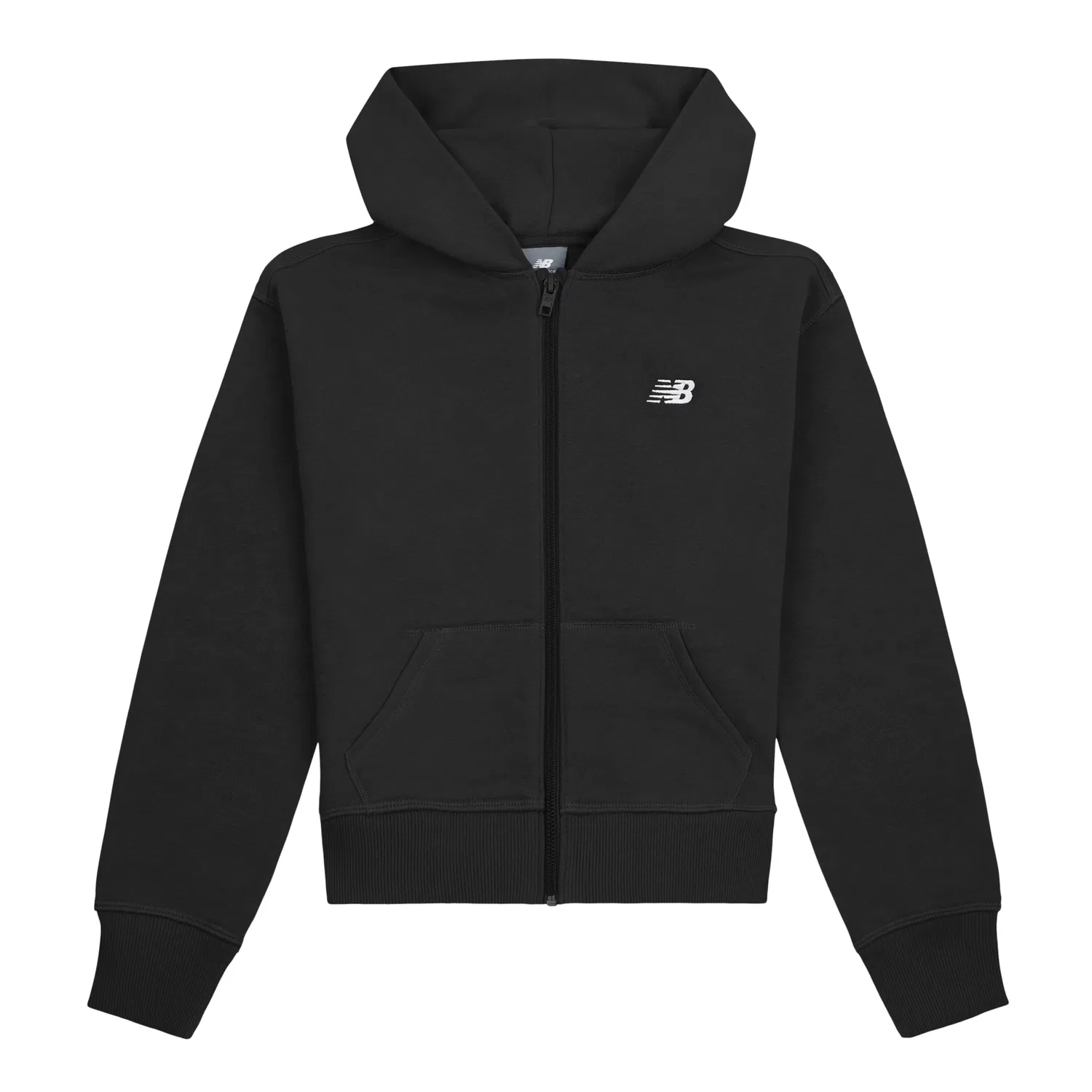 Детское худи на молнии с капюшоном с вышитым логотипом BB Small Logo New Balance, Black — фото 4