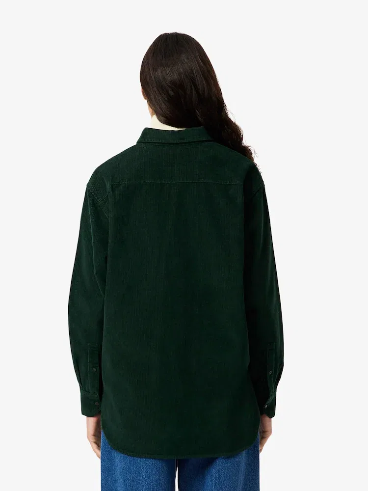 Рубашка LACOSTE из вельвета с логотипом, женская, повседневная, темно-синяя — фото 4