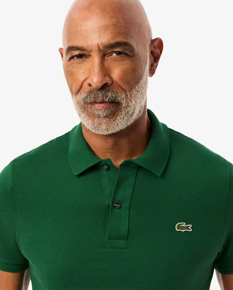 Мужское поло Lacoste с коротким рукавом из пике, облегающий крой, Verde — фото 3