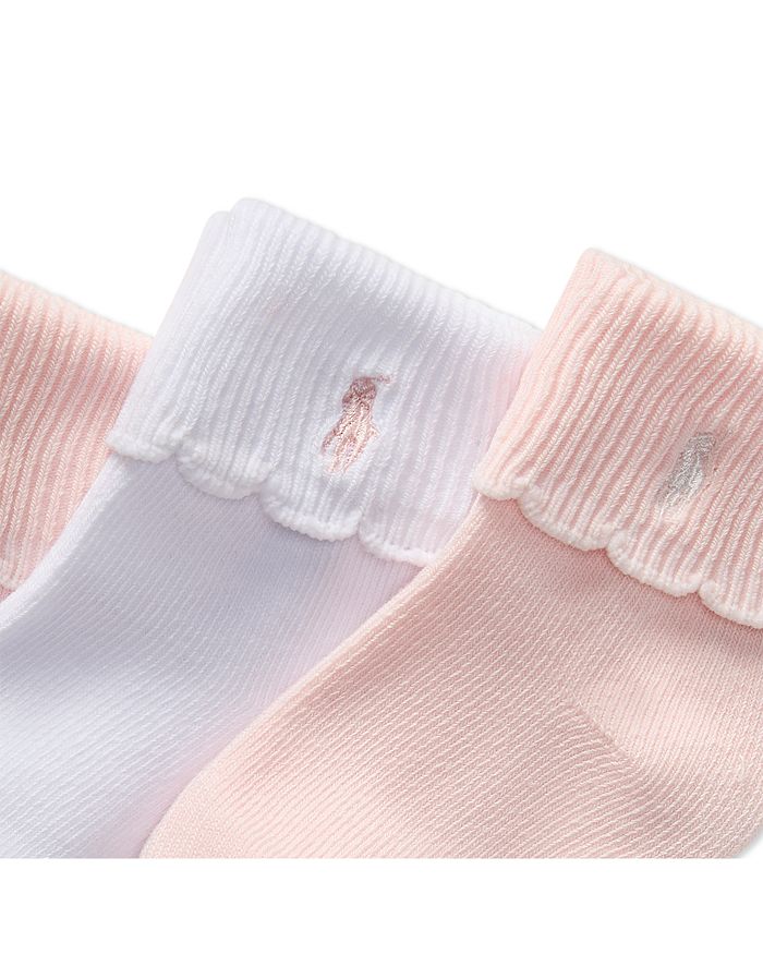 Детские носки с фигурным краем и отворотом, 3 пары - Baby Ralph Lauren, розовый — фото 2