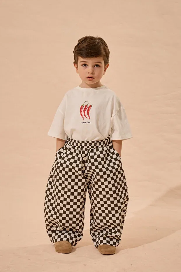 Детские брюки для девочек широкие с принтом Fahhar Kids, Brown — фото 2