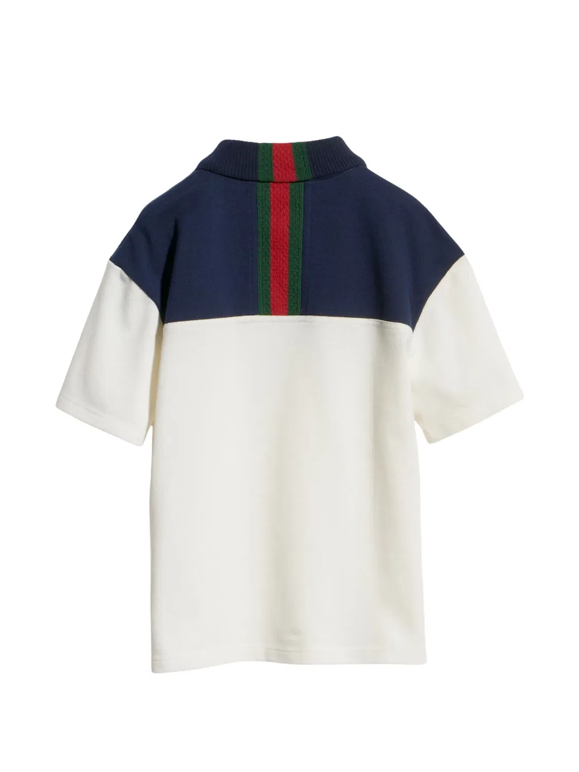 Рубашка поло с отделкой Web и вставками Gucci Kids, нейтральные цвета — фото 2