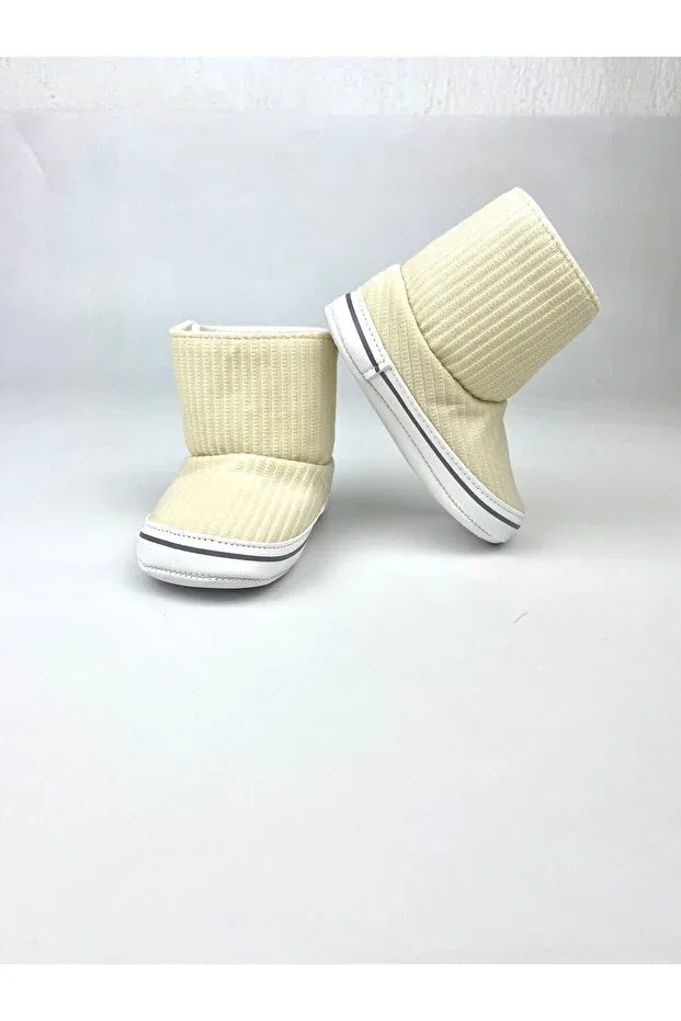 Детские пинетки-сапожки без каблука Baby panduf booties Bebekyol, Nude Color