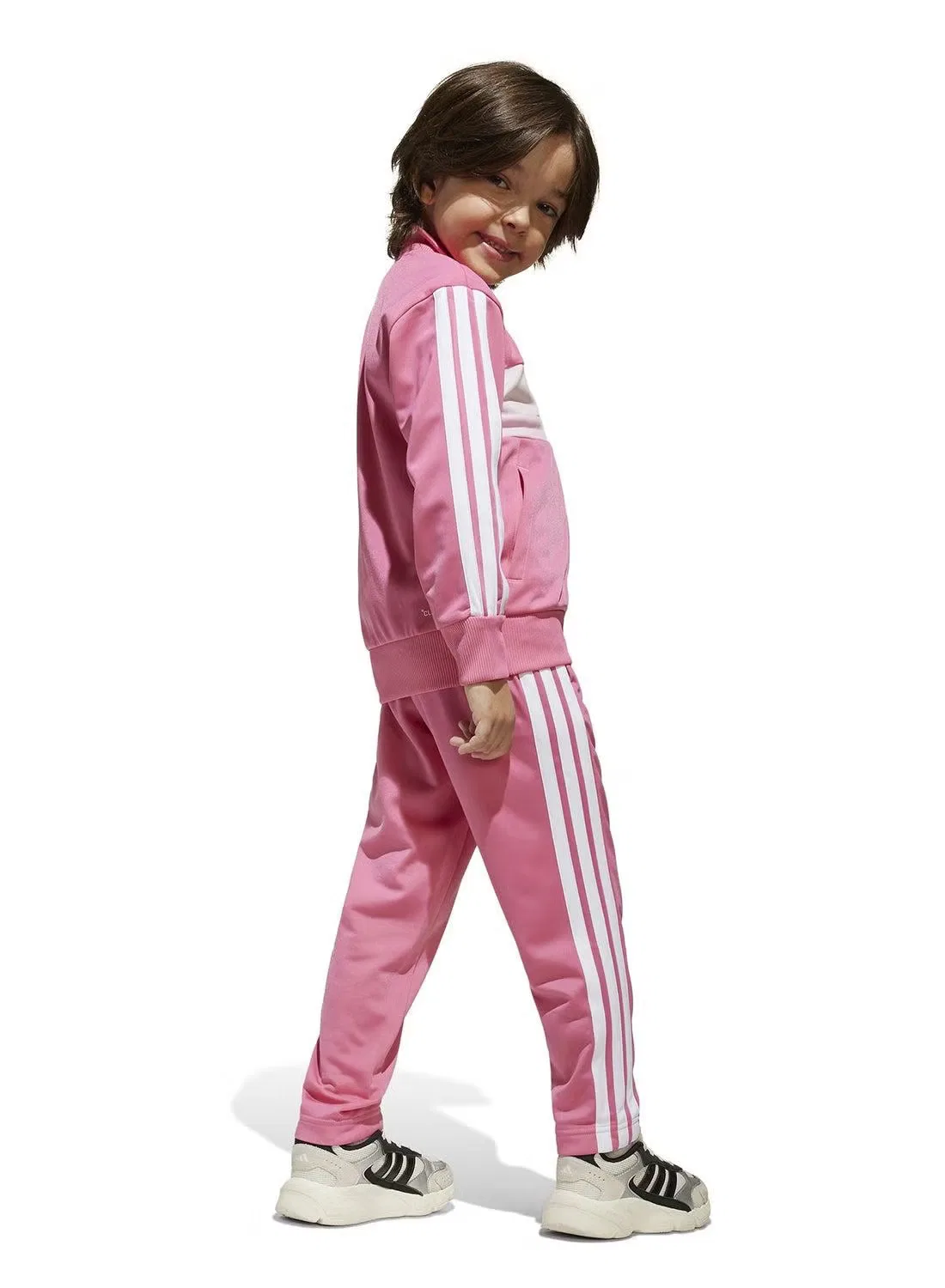 Костюм спортивный детский с 3 полосками Tiberio Adidas, розовый — фото 2