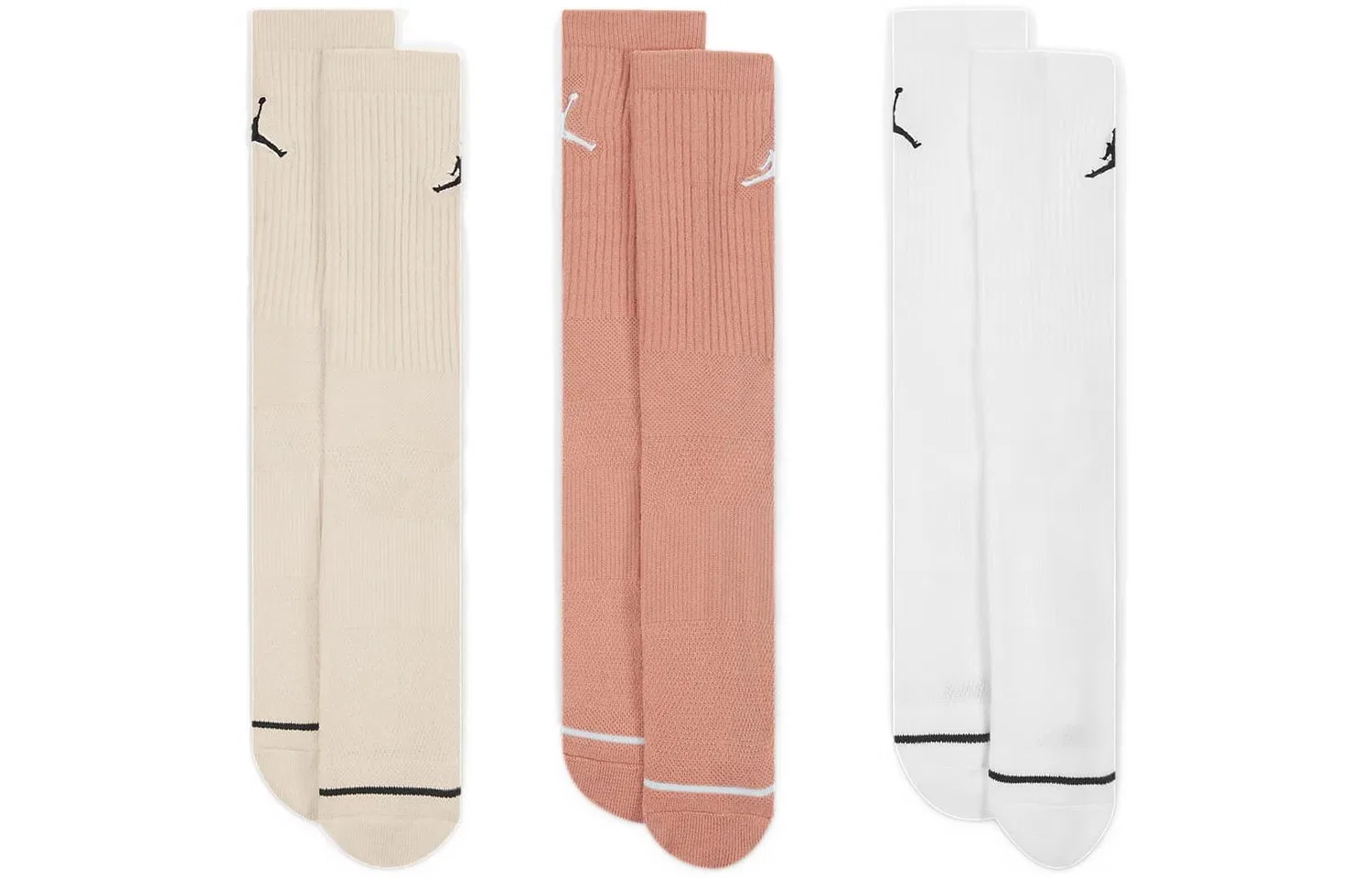 Детские носки до колена с логотипом Jordan, комплект из 3 пар, Pink/White/Beige