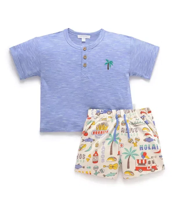 Детский комплект для мальчиков с коротким рукавом Purebaby, Fiesta Print