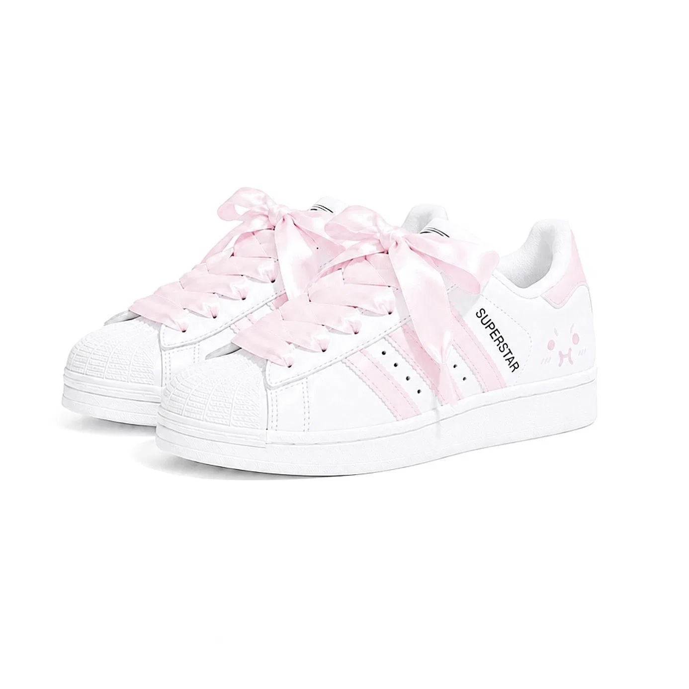 Детские кроссовки для скейтбординга Superstar 2 Adidas Originals, White Pink — фото 4