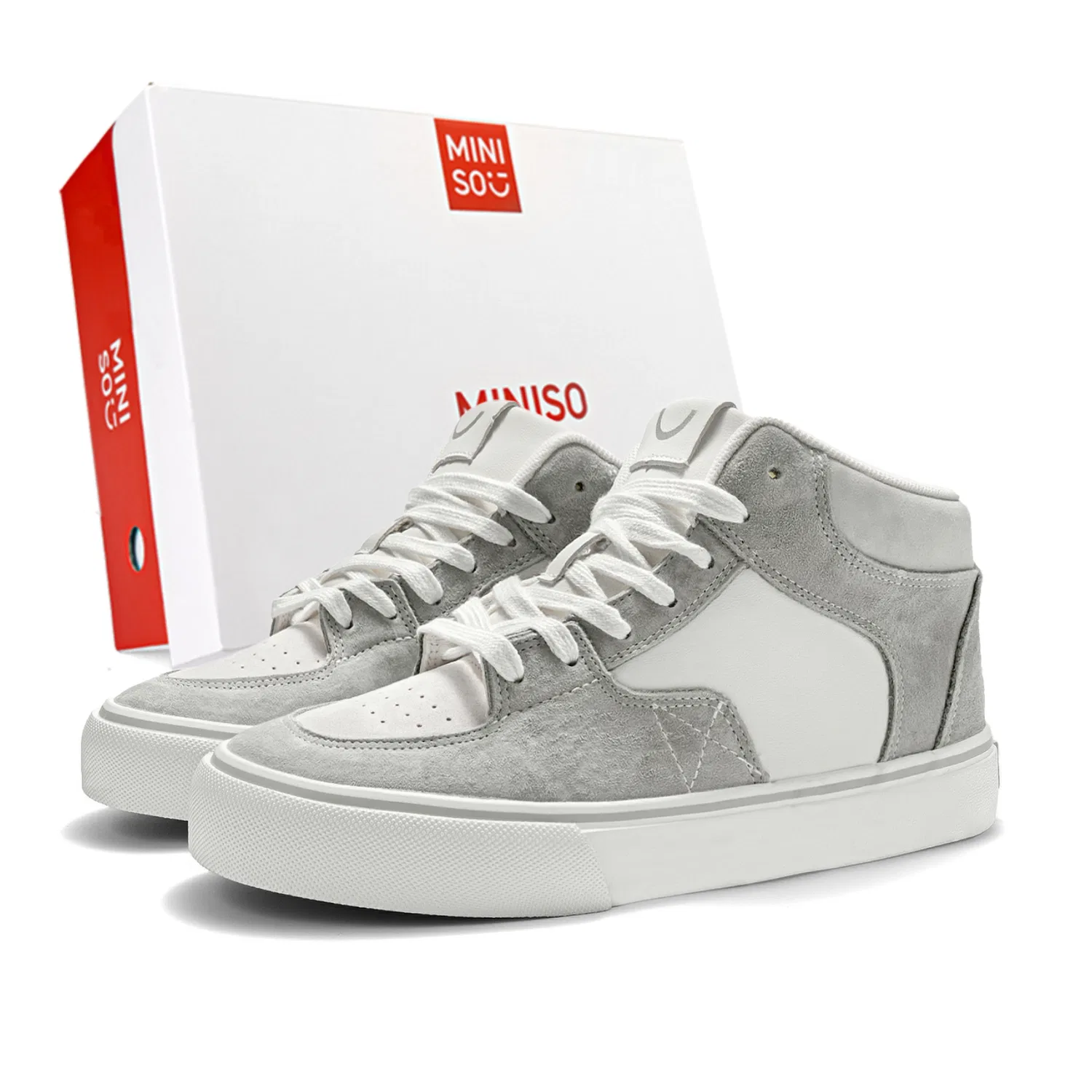 Детские кроссовки высокие MINISO, White Gray