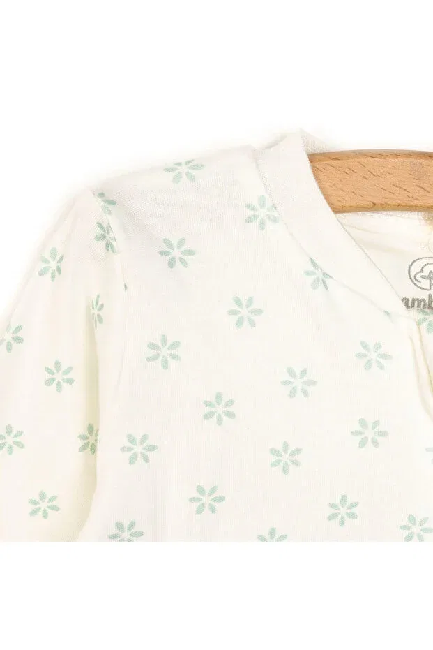 Детский комбинезон для девочек с принтом Floral Organic Cotton Baby Girl Romper Momercy, Ecru — фото 2