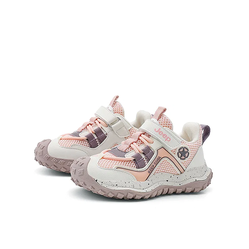 Детские кроссовки тканые с моделью Woven Anti Kick Cushioning Abrasion Resistant Low top Jeep, Beige Pink — фото 4