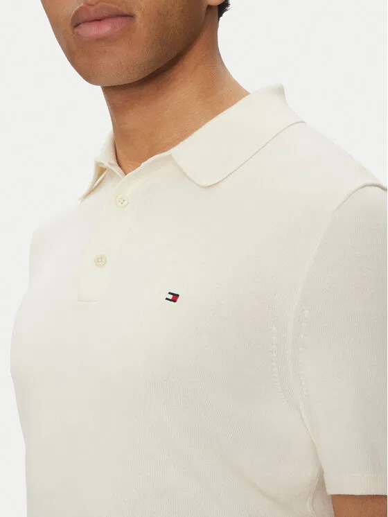 Поло regular fit Essential Tommy Hilfiger, бежевый — фото 4