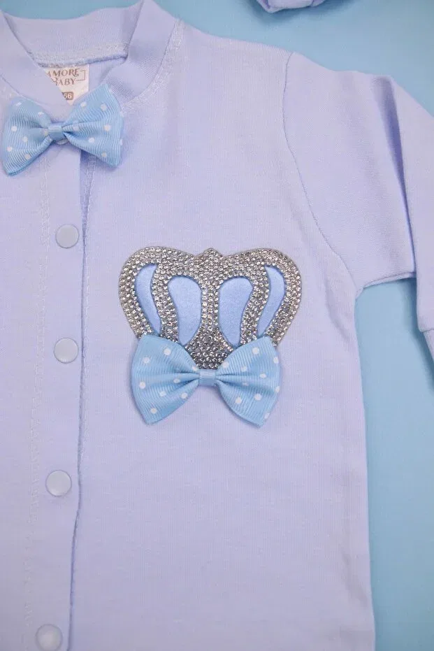 Детский комплект боди-комбинезонов с вышивкой Amore, Blue — фото 3